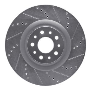 Fiat 500L Brake Rotor (1) - Front Right - R1 Concepts - Drilled & Slotted - Silver - `14-`19